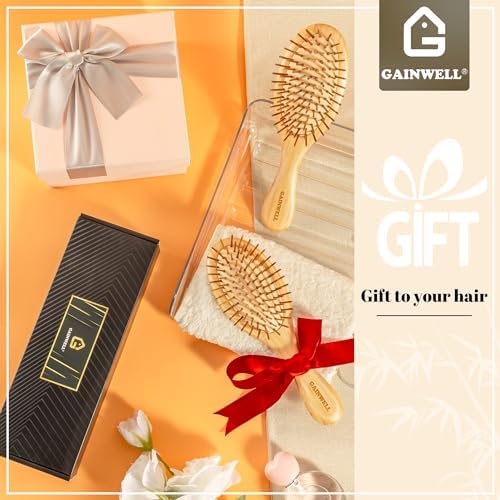 GAINWELL Hair Brush for Hair Growth, Bamboo Bristles Detangling Wooden Paddle Hair Brush for Massaging Scalp, All Hair Types Women Men Kids, Ergonomic Handle, Pointed Bristle - Image 7