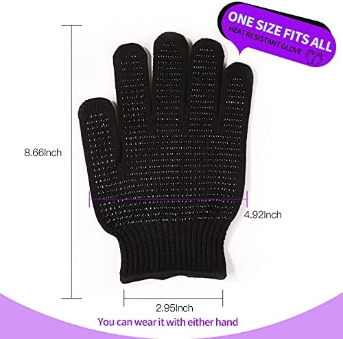 Teenitor Heat Resistant Glove With Silicone Bumps For Hair Iron Tool, Professional Heat Gloves For Heat Press, Heat Protectant Gloves For Hair Styling, Black - Image 2