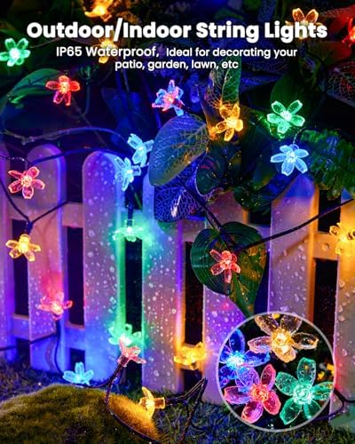 Brightown 60 LED Flower Solar String Lights Outdoor Waterproof Fairy Lights - Image 4