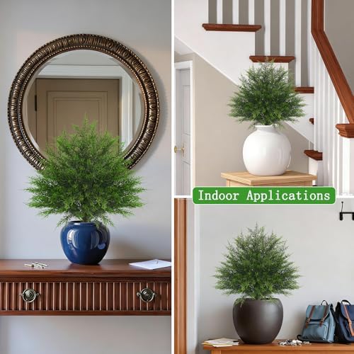 2 Pack 23" Artificial Cedar Topiary Ball Trees with Ground Spike - Image 6