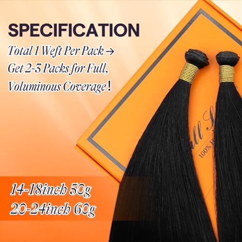 Full Shine Jet Black Genius Weft Extensions, Real Human Hair, 14 Inch 50g - Image 4