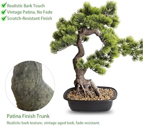 Artificial Bonsai Plant, Large Faux Juniper Plants 20 inch, Faux Potted Pine Plants Indoor Decor for Office Desk Home Table, Greenery Desktop Bonsai Tree for Room Decorations, Tall 20" - Image 5