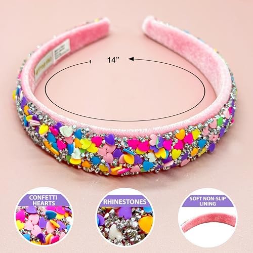 FROG SAC Headbands for Girls - Heart Head Bands for Kids, Wide Rainbow Hair Band for Little Girl, Sparkly Hair Accessories for Toddler Children, Easter Basket Stocking Stuffers (Rainbow Hearts) - Image 4