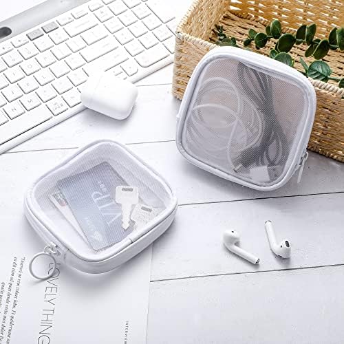 Weewooday 4Pcs Mesh Makeup Bag, White, Small, Classic - Image 5