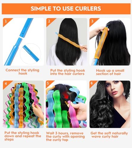42 Pcs Heatless Wave Curlers for Medium Long Hair, 17.7 Inch - Image 6