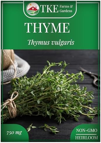 TKE Farms & Gardens - Thyme Seeds for Planting – Non-GMO, High Germination, Drought-Tolerant, 3500+ Seeds – Ideal for Indoor, Outdoor, Hydroponics, Containers, Herb Spirals, and Rock Gardens by TKEFarmsGardens