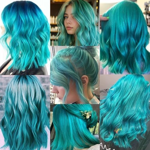 12 PCS Teal Blue Hair Extensions Clip in, 22 Inch Colored Party Synthetic Neon Highlights Extensions, Rainbow Hair Accessories for Women Hair Pieces (Teal Blue) - Image 6