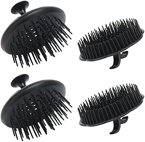 Segbeauty Scalp Massage Brushes, 4 Pcs Shampoo Brush Floriated Shower Comb Long Short Teeth Set, Head Massage Brush for Hair Growth Beard Tidying Pet Grooming Brushes Wet and Dry Scalp Care Black by Segbeauty