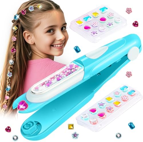 kidzkube Hair Gem Stamper Kit, Bling Hair Jewels for Girls Toys, Hair Styling Tool with Reusable Shining Diamonds, Birthday Gifts Toys for Girls Ages 3 4 5 6 8-12 by Kidzkube