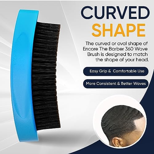 360 Wave Brush medium boar bristle | curved - palm - for man - women - boys - girls - hair waves(Blue) - Image 3