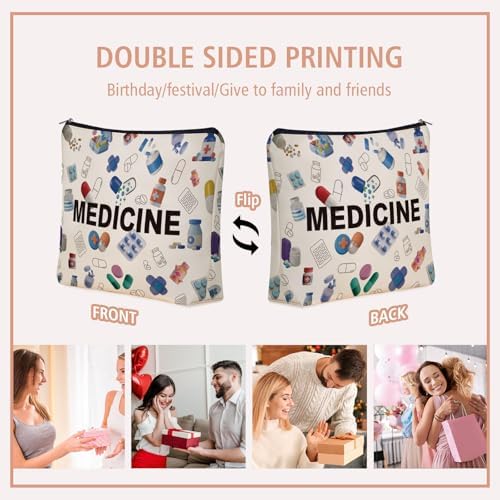 Medicine Makeup Bag Gifts: Colorful Medical Themed Cosmetic & Toiletry Organizer Pouch For Teen Girls & Women Doctor Nurse Healthcare.Ideal Gift For Travel, Birthdays, & Christmas. - Image 6