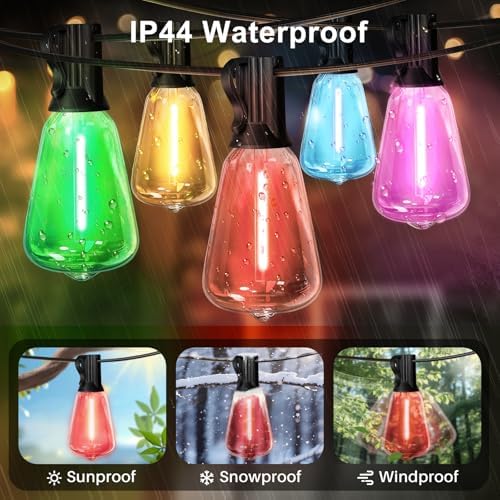 LAMPHOME 4-Pack 26Ft ST38 Outdoor String Lights, Multicolor Patio Lights with 48+4 ST38 Edison LED Shatterproof Colorful String Light for Outside Bistro Christmas Patio Party Decorations - Image 2