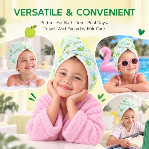 Years calm Microfiber Hair Towel for Kids,Large Dry Hair Cap Elephant - Image 3