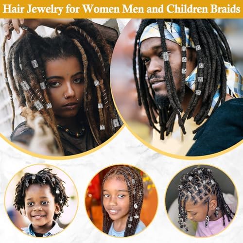 Lucomb 259 Pcs Hair Jewelry, Hair Accessories for Braids Silver Loc Jewelry for Hairs Dreadlocks Braid Jewelrys Hairs Cuffs Clips Dreadlock Accessories for Women's Loc Charms Rings Decoration - Image 5