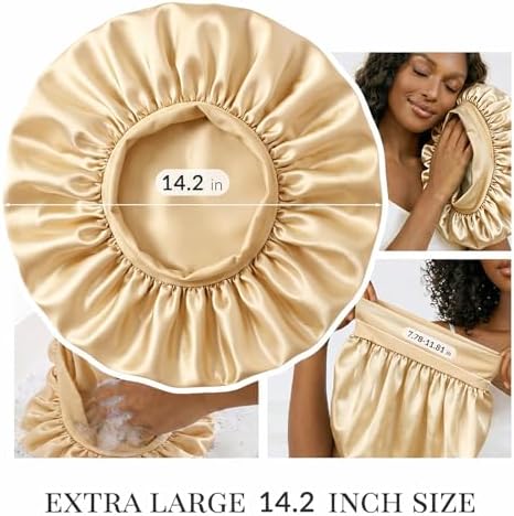 ZHENSILK 3PCS Silk Sleep Bonnet for Women, Large Satin Hair Caps with Elastic Band for Curly Hair and Frizz Control - Image 6