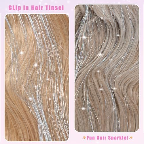 18 Pcs Hair Tinsel Clip in, Glitter Tinsel Hair Extensions - Image 3