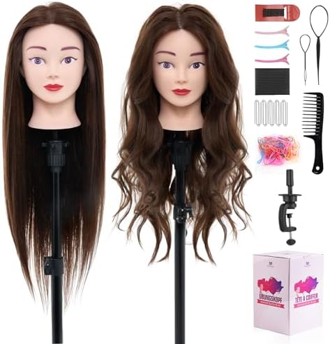 Mannequin Head with 80% Human Hair 28" Doll Head for Hair Styling#4 by NeverlandBeautyHealth
