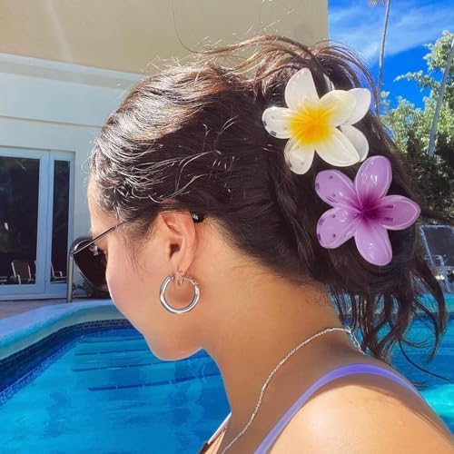 GQLV Large Claw Clips for Thick Hair - Strong Hold Nonslip Hawaiian Flower Hair Accessories, Banana Clip for Thin Hair - Image 3