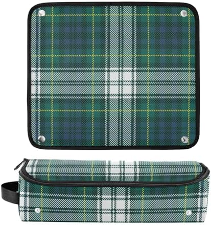 Tartan Plaid Verdant Hair Tools Travel Bag Travel Organizer Pouch Portable Carrying Case with Heat Resistant Mat for Flat Irons Curling Iron Hair Dryer - Image 3