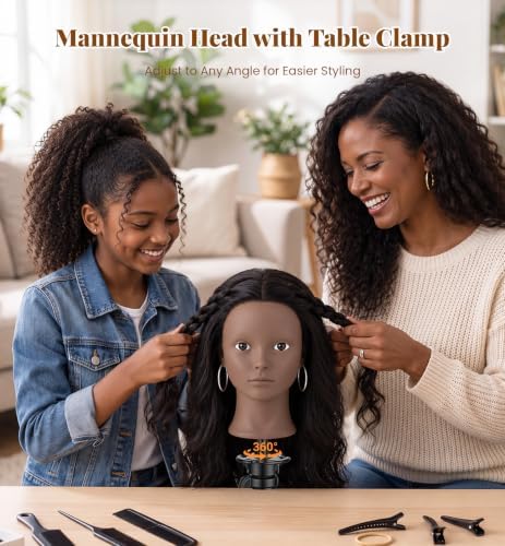20" Human Hair Mannequin Head for Braiding, Cutting and Makeup Practice - Image 6