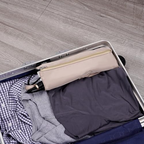 Heat-Proof Travel Pouch for Straighteners and Curling Wand, Waterproof Hanging Organizer with Zipper Closure, Salon Tools Bag with Extra Storage Pocket and Snap Strap (Khaki) - Image 5