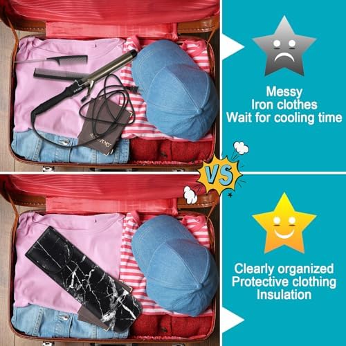 Shappy 2 Pcs Heat Resistant Curling Iron Flat Iron Travel Case,Retro - Image 6