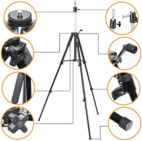 GEXWORLDWIDE GEX 63" Heavy Duty Mannequin Tripod Stand for Wig Cosmetology Training Practice Doll Manikin Head Tripod Wig Stand With Travel Bag (Black) - Image 2