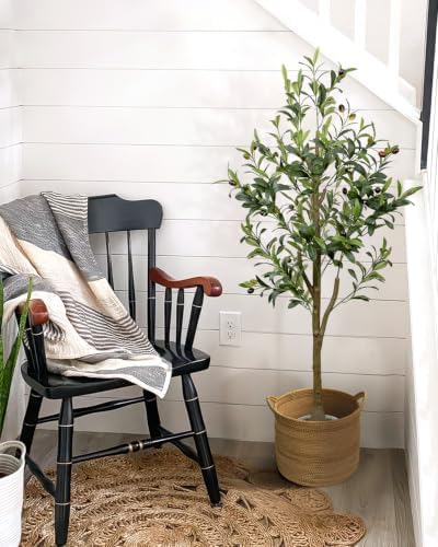 4FT Artificial Olive Tree Indoor Tall Faux with Planter - Image 6