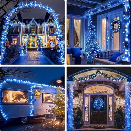 JMEXSUSS 400 LED Blue and White Christmas Lights Indoor Outdoor with Remore - Image 3