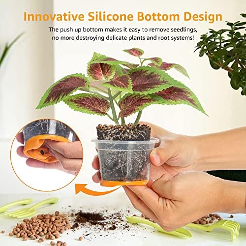 MIXC Clear Nursery Pots with Silicone Base, 4-Inch, 30-Pack - Image 3