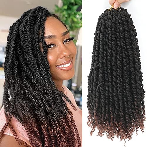 Passion Twist Crochet Hair 16" Ombre Brown Pre-Looped 9Packs by Pofworld