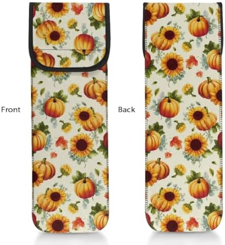 Flashideas Thanksgiving Pumpkin Curling Iron Holder Heat Resistant Neoprene Curling Iron Cover Bag with Pocket Curling Iron Organizers and Storage for Hair Straightener, Curling Iron, Flat Iron - Image 3