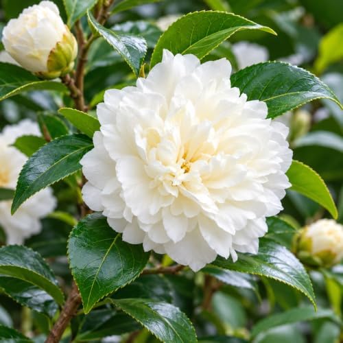 October Magic Ivory Camellia Shrub - 12-18" Tall Live Plant - Gallon Pot by Unknown