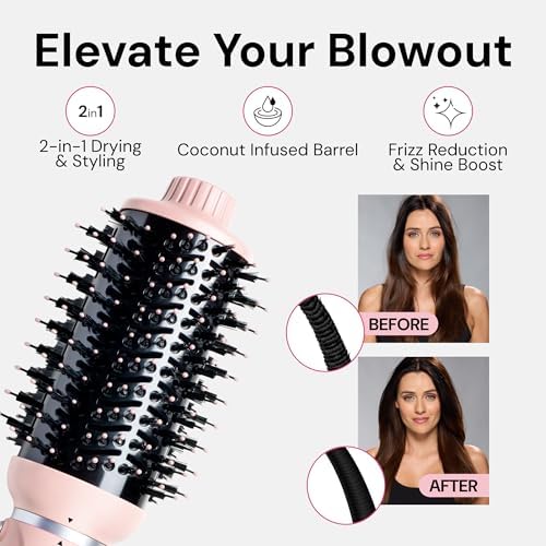 L'ANGE HAIR VolumeBoost 60mm 2-in-1 Ceramic Volumizing Brush Dryer | Fast Drying & Styling for Frizz-Free, Voluminous Blowouts | Ceramic-Coated Barrel (Blush) - Image 4