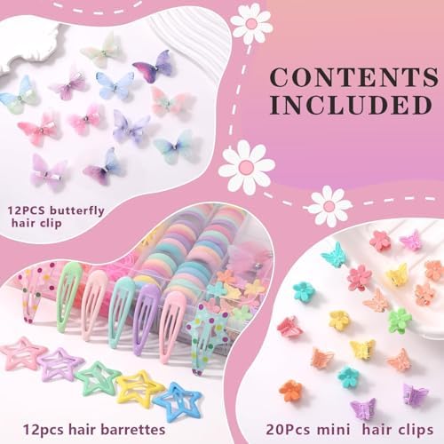 Hair Accessories for Girls, 1350P Colorful Hair Ties with 44P Hair Clips - Image 2