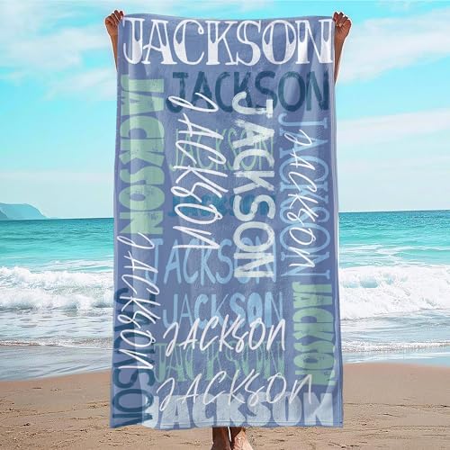 JML Personalized Beach Towel with Name, Custom Beach Towel with Name, Customized Microfiber Pool Towel, Quick Dry & Absorbent Swim Towel for Adult,Anniversary, Birthday, Summer Holiday,Vacation by JML