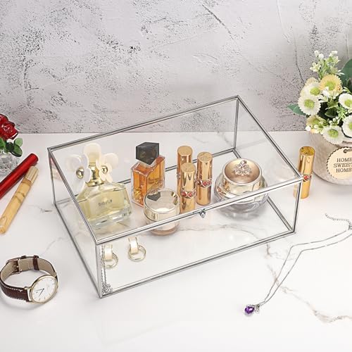 Hipiwe Vintage Glass Box with Lid Clear Jewelry Display Organizer, X-Large - Image 4