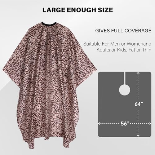 Waterproof Leopard Hair Cutting Cape - 64" x 56" Salon Cape with Adjustable Neckline for Professional Stylists and Home Use - Image 2