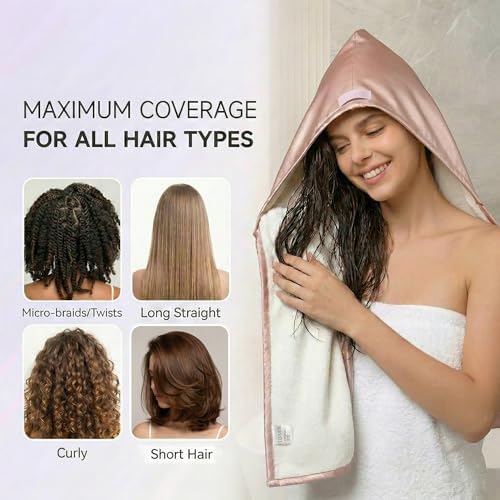 Microfiber Hair Towel Wrap, Satin Quick Dry Turban Women Long - Image 4