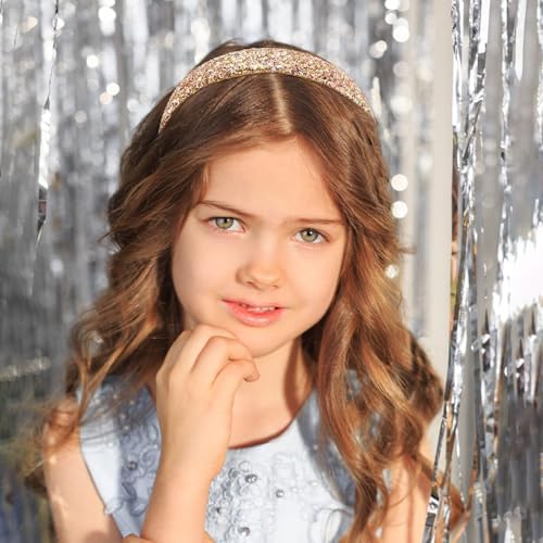 Headbands for girls Women 6Pcs Glitter Rainbow Headband Women Girls Sparkly Headband Gold Pink White Purple Hairband for Girls Hair Accessories for Party Holiday Back to School - Image 6