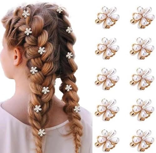 10 Pcs Pearl Mini Claw Clips Daisy Floral Hair Clips, Sweet Artificial Bangs Clips Decorative, Decorative Hair Accessories for Women and Girls by LINXI
