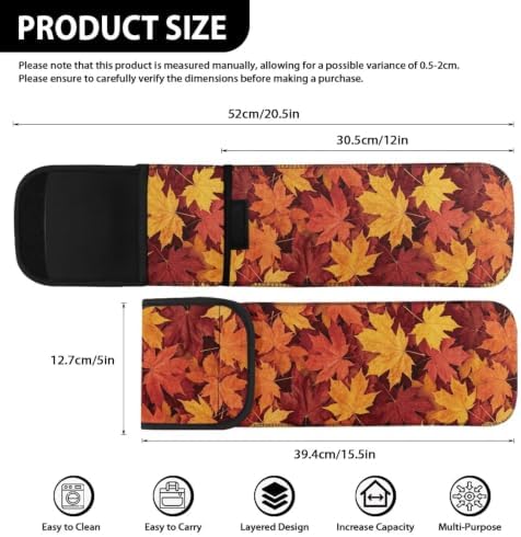 Orange Thanksgiving Maple Leaf Flat Iron Case Heat Resistant Neoprene Curling Iron Cover Bag with Pocket Curling Iron Organizers and Storage for Flat Iron, Straightener, Curling Wand/Curling Iron - Image 6