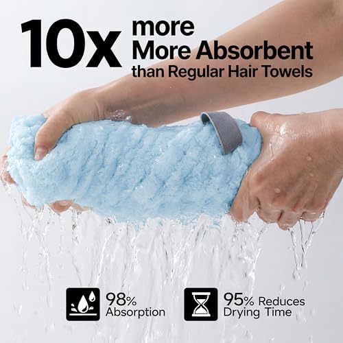 3 Pack Microfiber Hair Towels for Women 24 x 42 Inch Super Soft Absorbent & Quick Dry Towel Wrap for Long, Short, Curly, Thick Hair- Anti-frizz Turbans(Pink, Light Blue, Light Gray) - Image 5