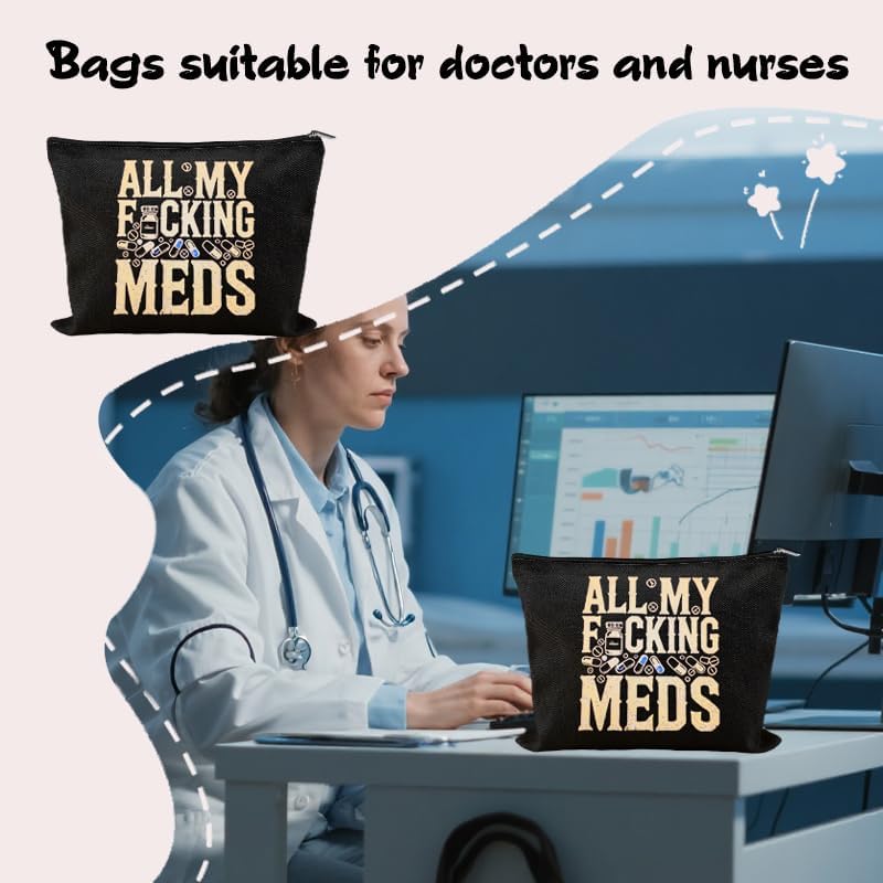 Patient Medication Pouches for Traveling Med Case for Pill Box Storage Container Pharmacy Doctor Medical Funny Novelty Gifts for Physician Nursing Assistant Pharmacist Nurse Makeup Bags for Work - Image 4