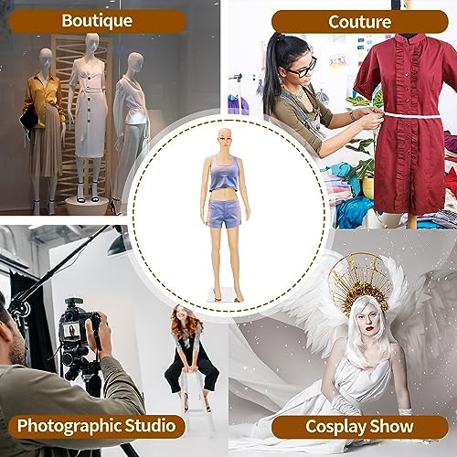 HomGarden Female Mannequin Manikin Full Body Dress Form, 69” Adjustable Mannequin Stand Sewing Dress Model Display Head Turns Dress Metal w/Base - Image 7