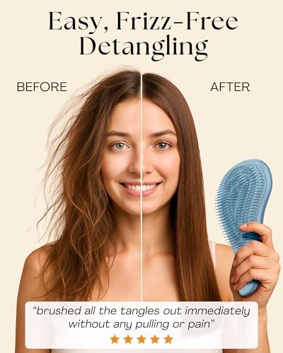 Lily England Blue Hair Brush for Smooth & Gentle Detangling on All Hair - Image 2