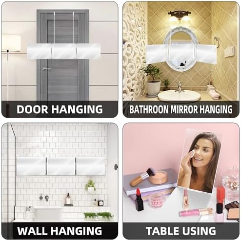 LED 3 Way Mirror to See Back of Head 360 Mirror for Women for Braiding Hair Telescoping Hooks Anti-Fog HD Glass Three Way for Self Hair Cutting Makeup Trifold - Image 5