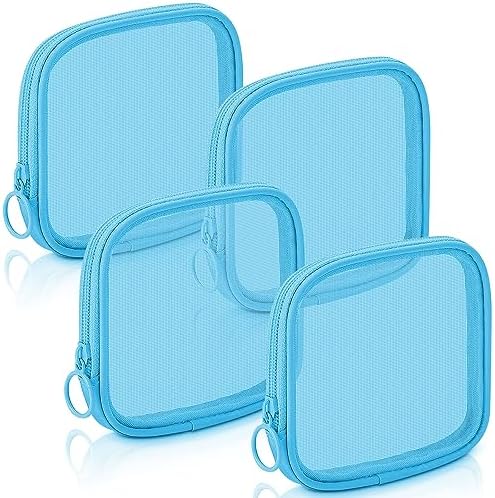Weewooday 4Pcs Mesh Makeup Bag, Blue, Small, Classic by Weewooday