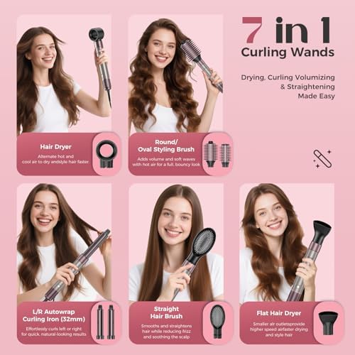 Vincofy 7 in1 Hair Styler Dryer Brush Set,1500W Hair Styler with Travel Bag - Image 2