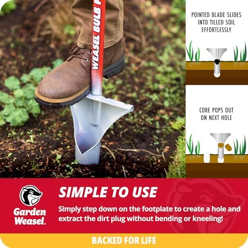 Garden Weasel Bulb Planter - Long Handle | Annuals, Ground Cover, Vegetables, Spring and Fall Bulbs | Sod Cutter, Remover, and Plugger, Grass Planter, Bulb Planting Tool | 91350 - Image 3